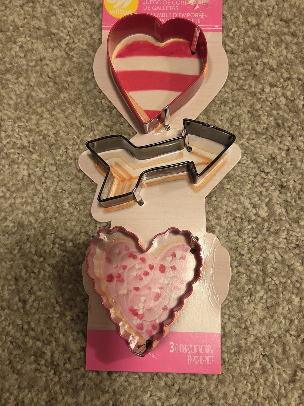 Wilton Pink and Silver Heart, Arrow & Scalloped Cookie Cutter Set